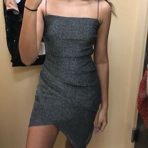 Windsor Charcoal Sparkle Asymmetric Mini Dress